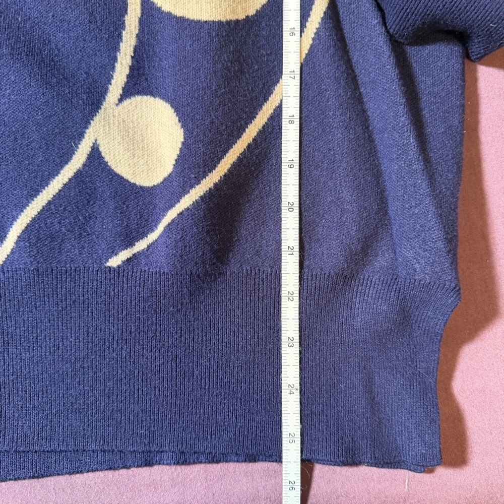 Abstract Pattern Crewneck Sweatshirt Statement Sleeves in Navy Blue - Size XL - Picture 3 of 6